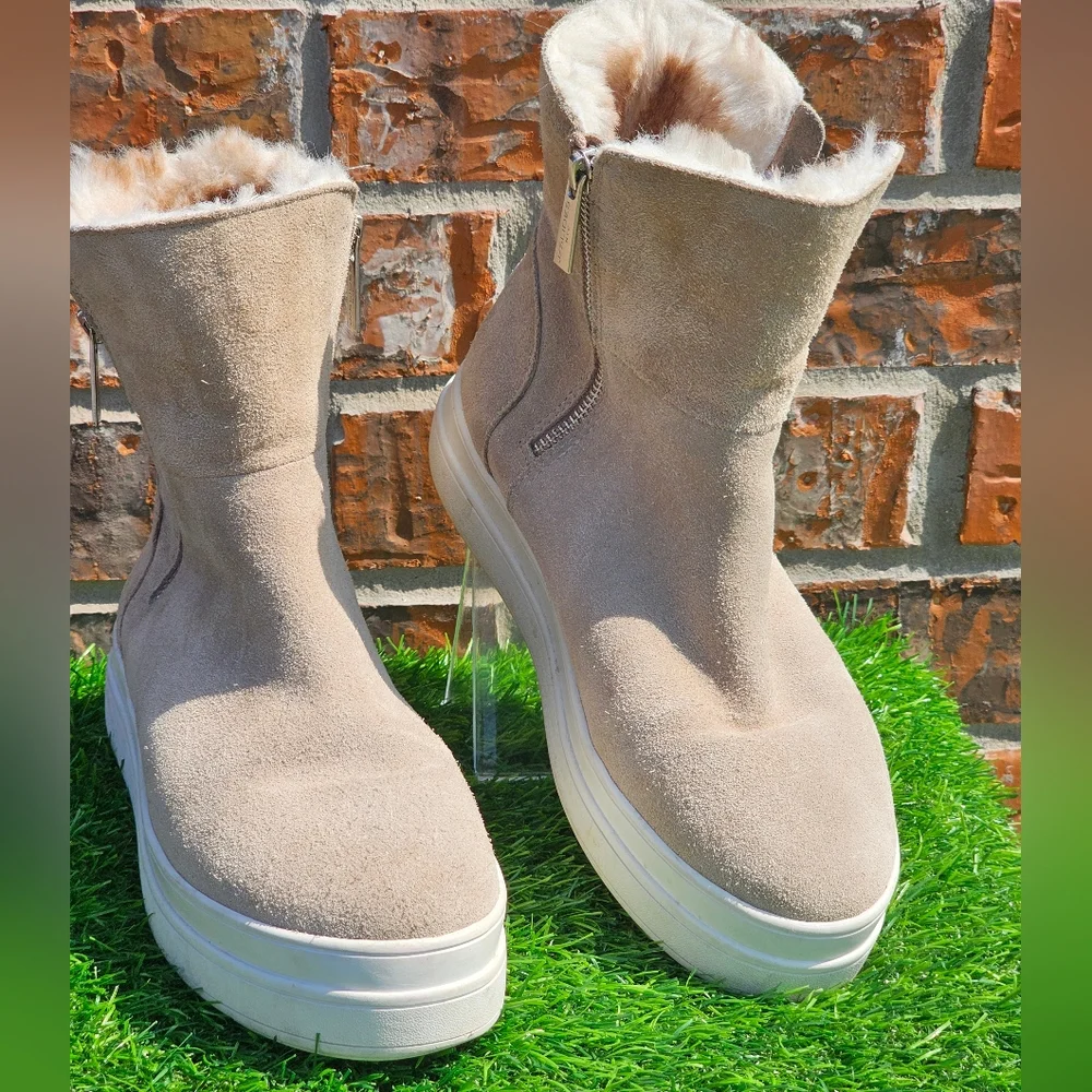 J/Slides Tristan Suede Taupe Faux Inter Lining, Women's Size 8 - Picture 2 of 11